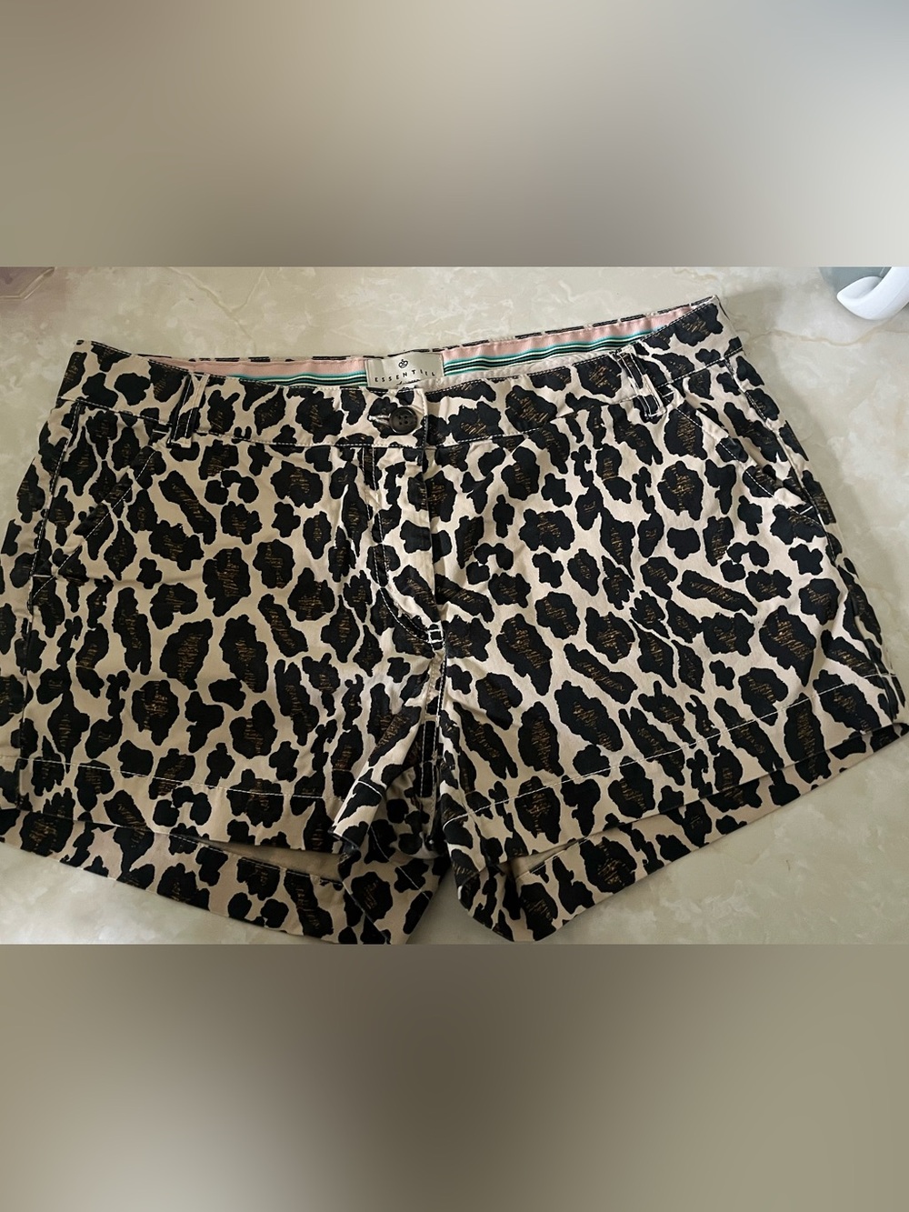Women’s Beige Leopard Print Bermuda Shorts